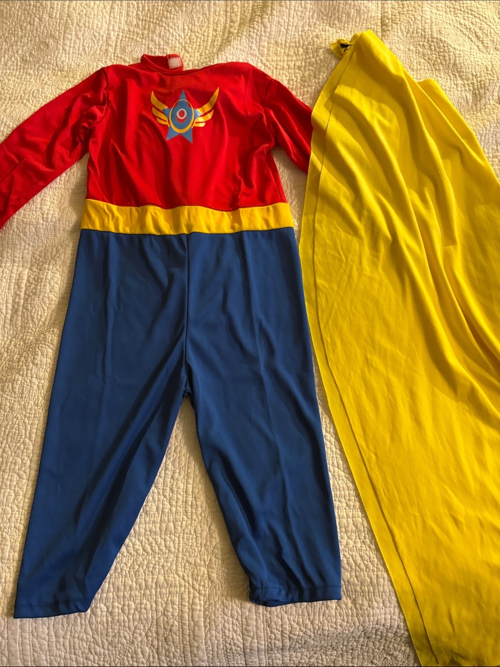 Kids Superhero Costume - Red & Blue with Yellow Cape